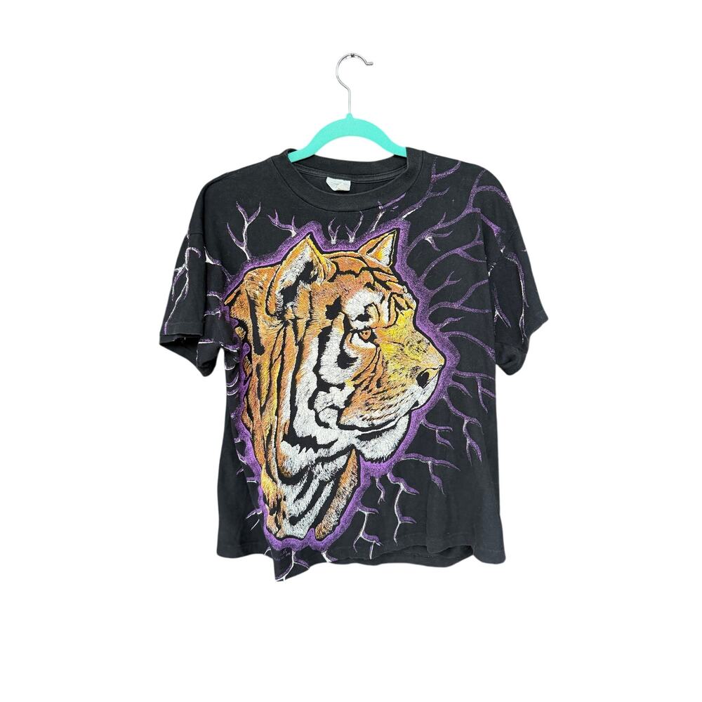 Vintage 1994 Tiger Lightning Graphic Tee Caribbean Dream M/L
